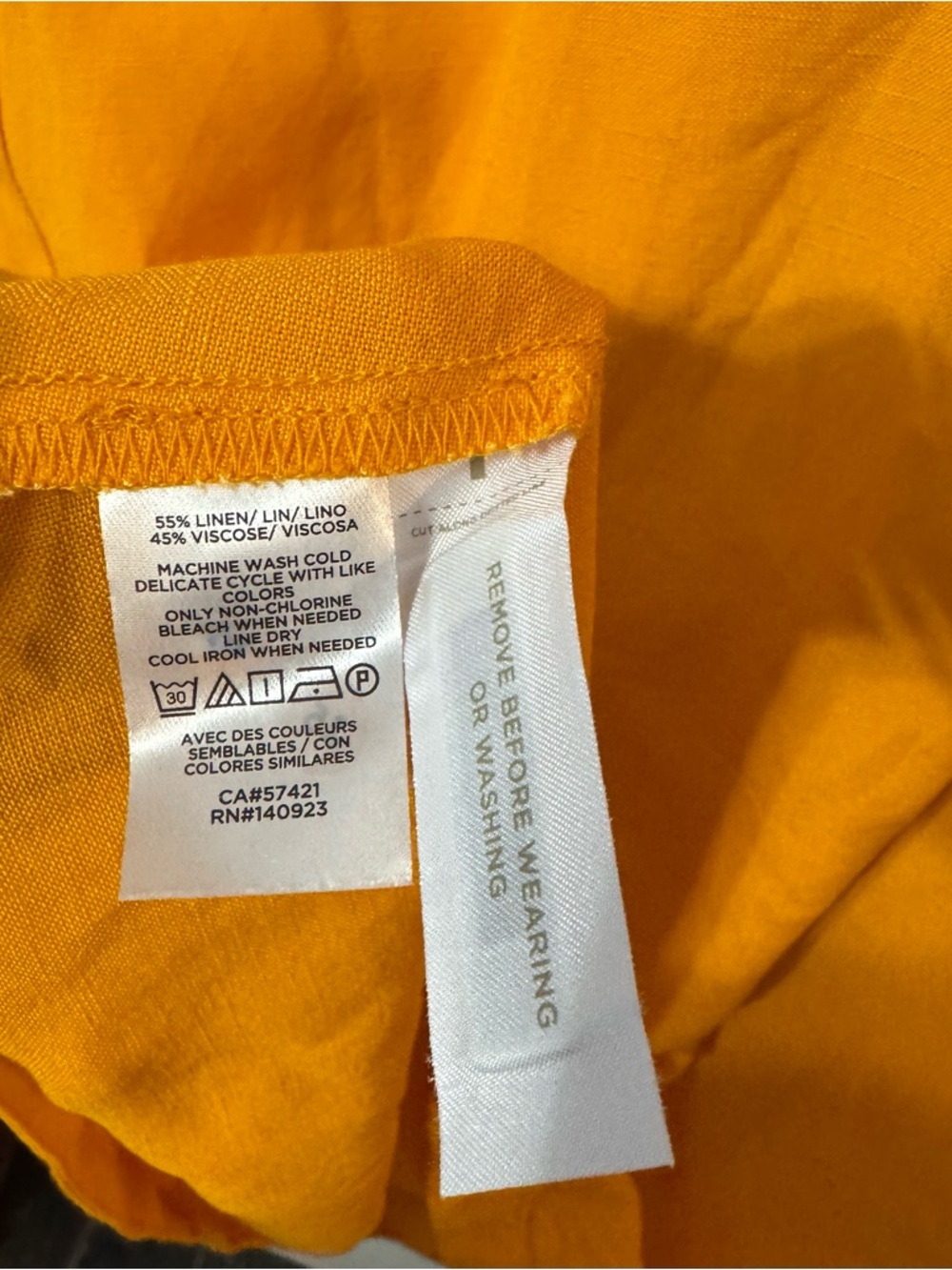 LOFT Linen Blend Mustard Yellow Midi Dress Sz 6 Ruffle Sleeve V-Neck w/ pockets! - Picture 6 of 10